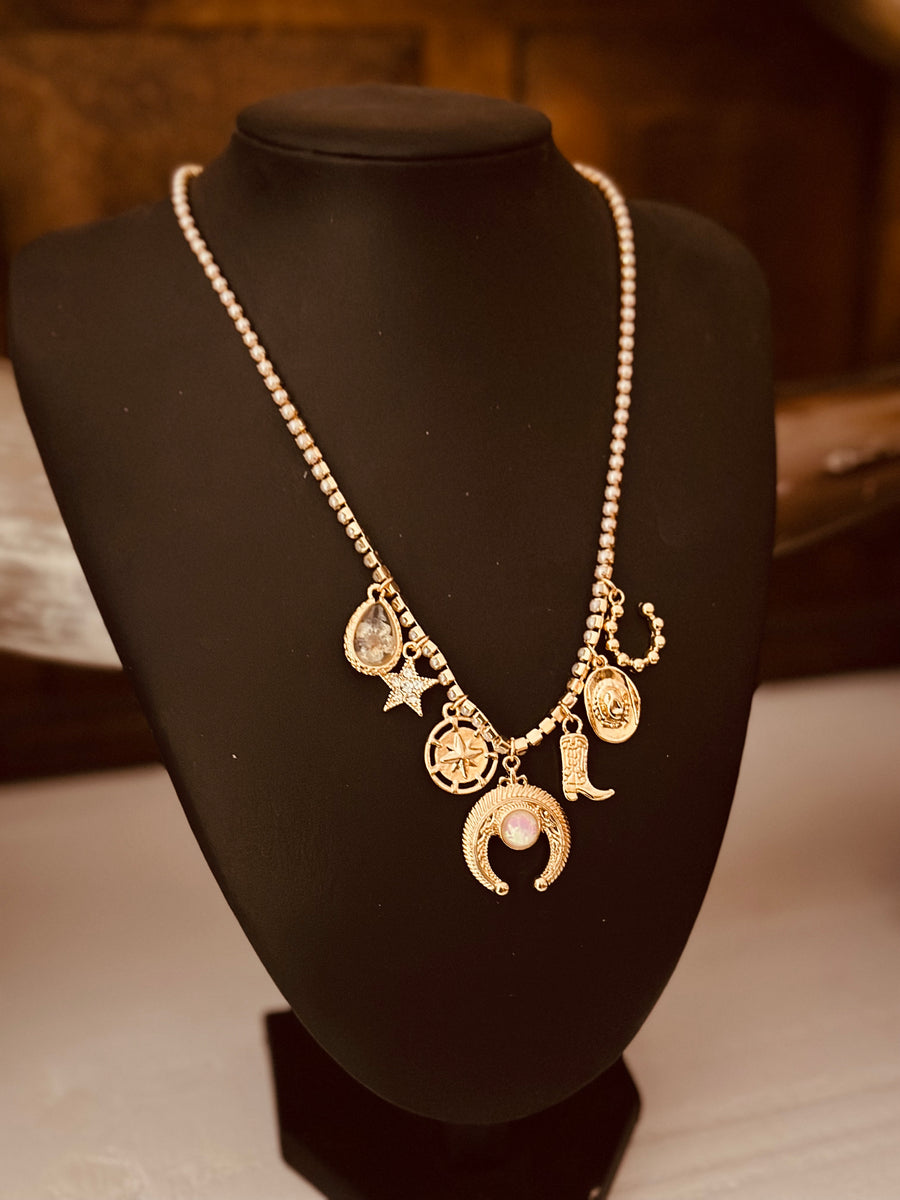 Indie Bloom Pearl Charm Necklace