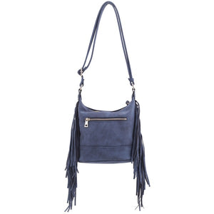 Faux Suede Fringe Crossbody Bag