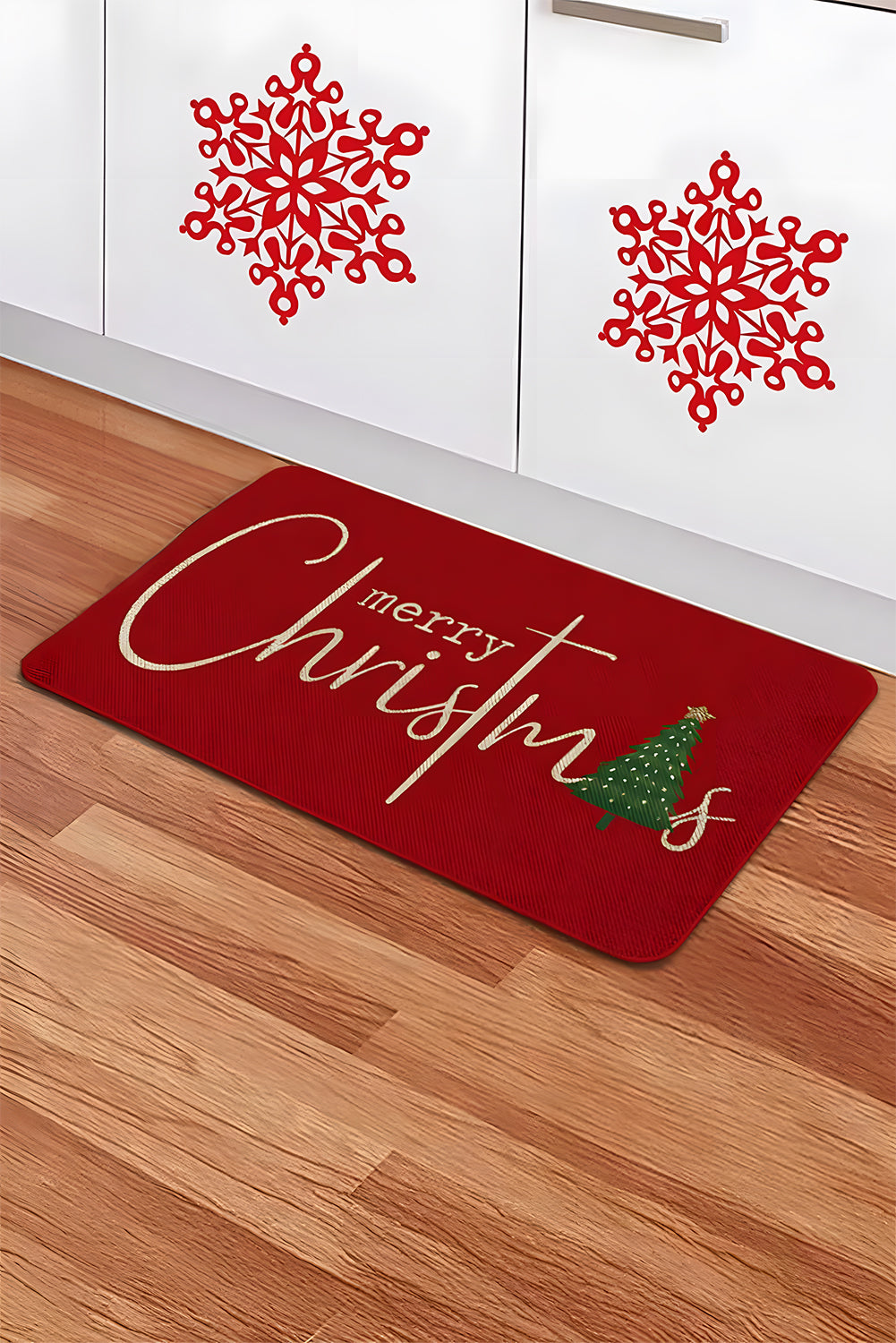 Fiery Red Merry Christmas Entrance Mat