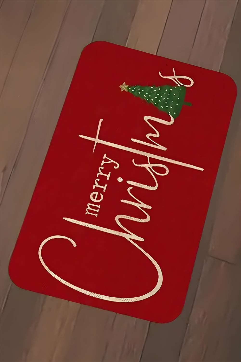 Fiery Red Merry Christmas Entrance Mat