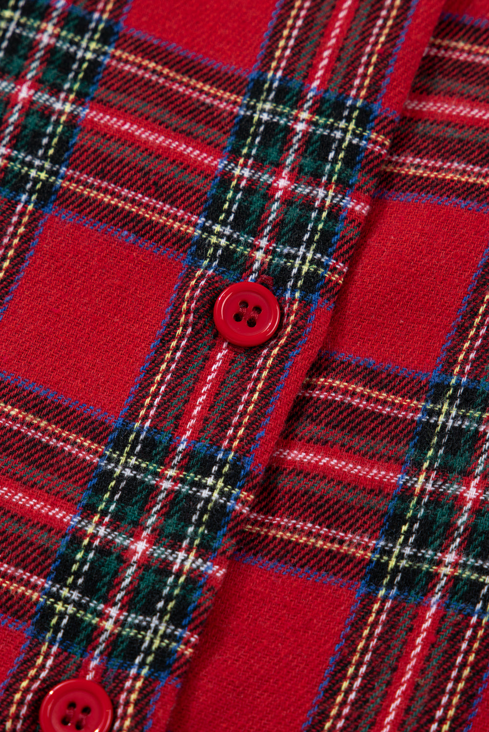 Red Plaid Contrast Color Christmas Holiday Long Sleeve Shirt and Shorts Pajama Set