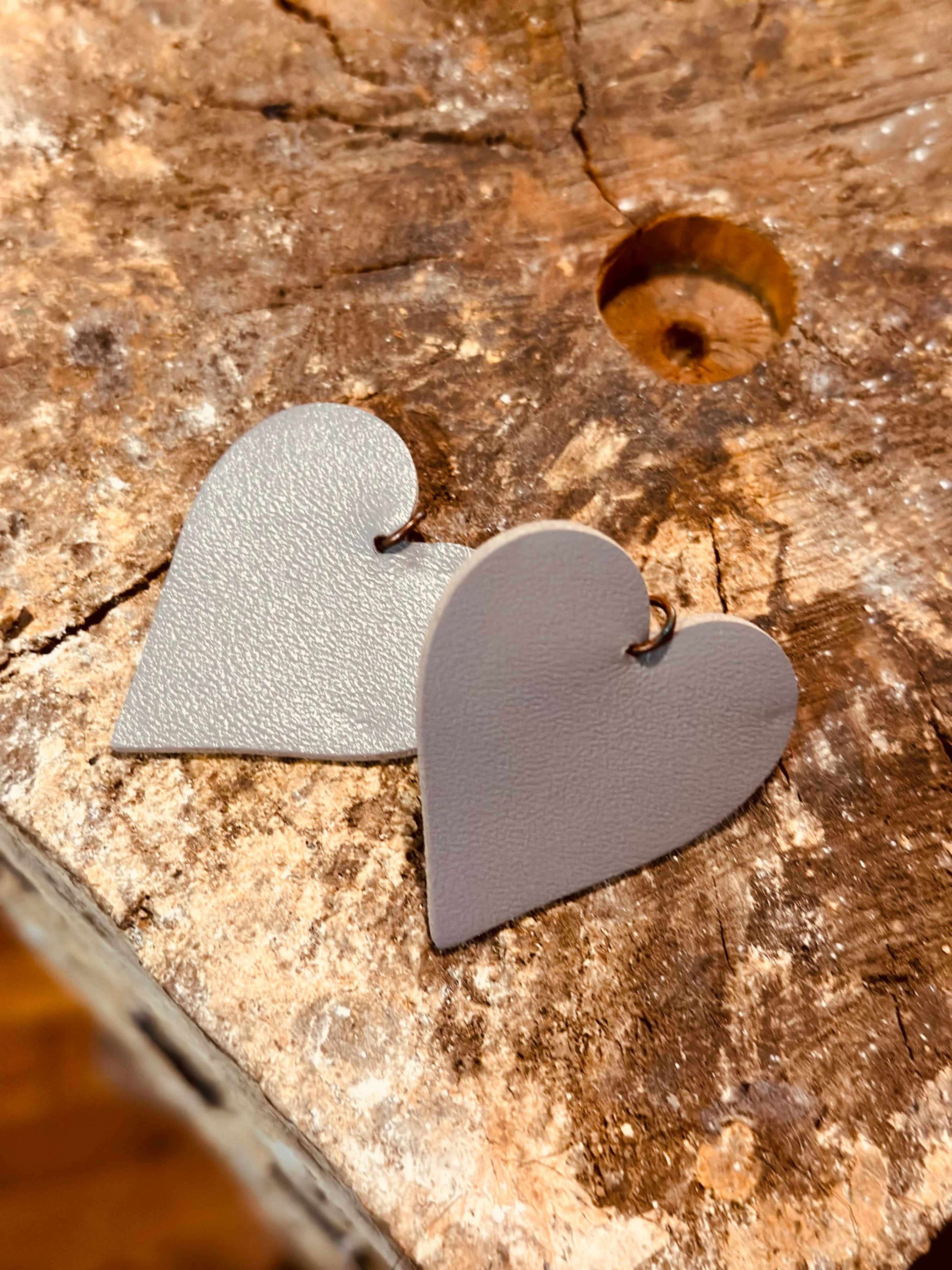 Leather Heart Hide Earrings