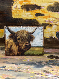 Highland Cow Block Sign