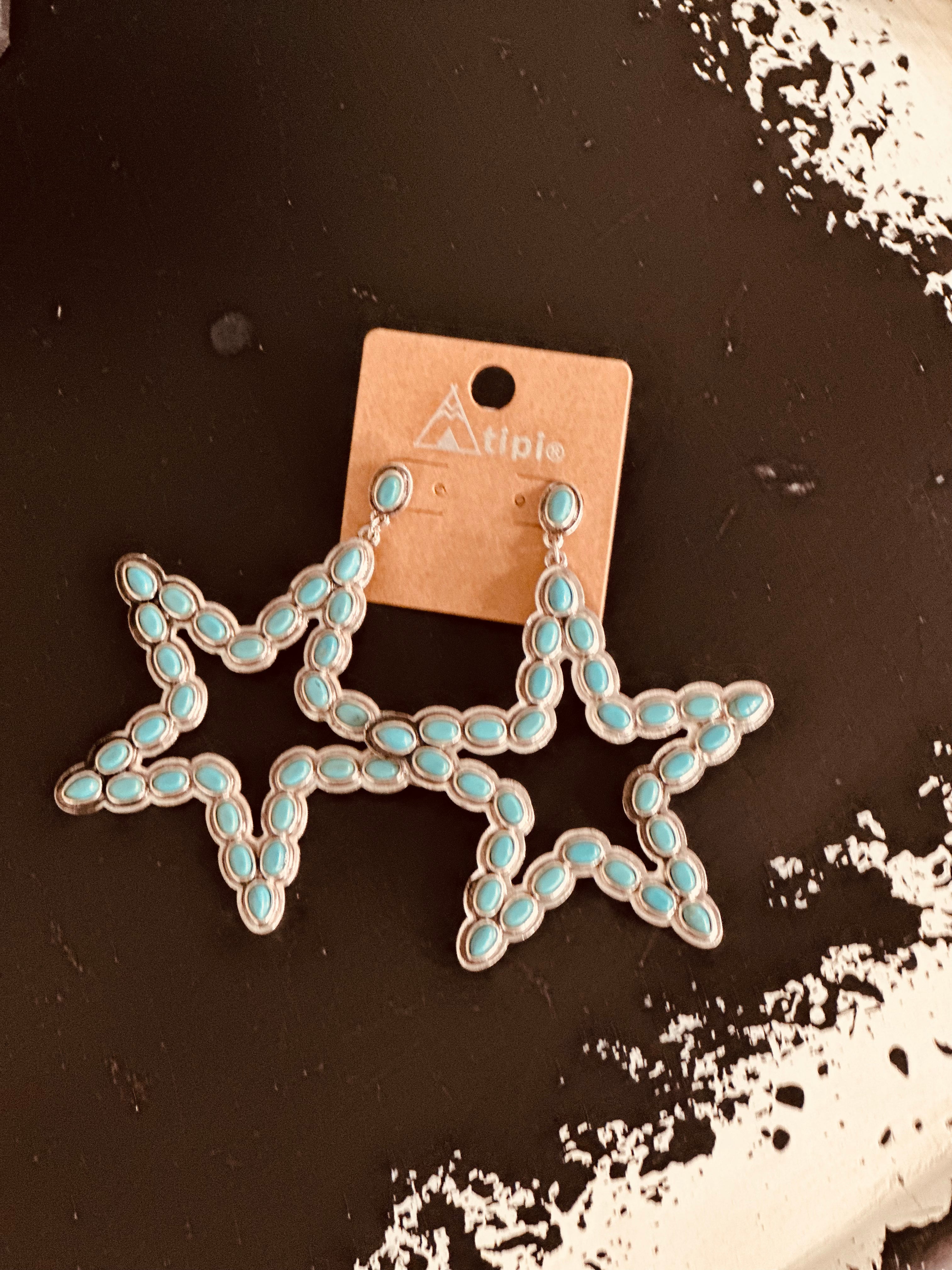 Turquoise Star Dangle Earrings