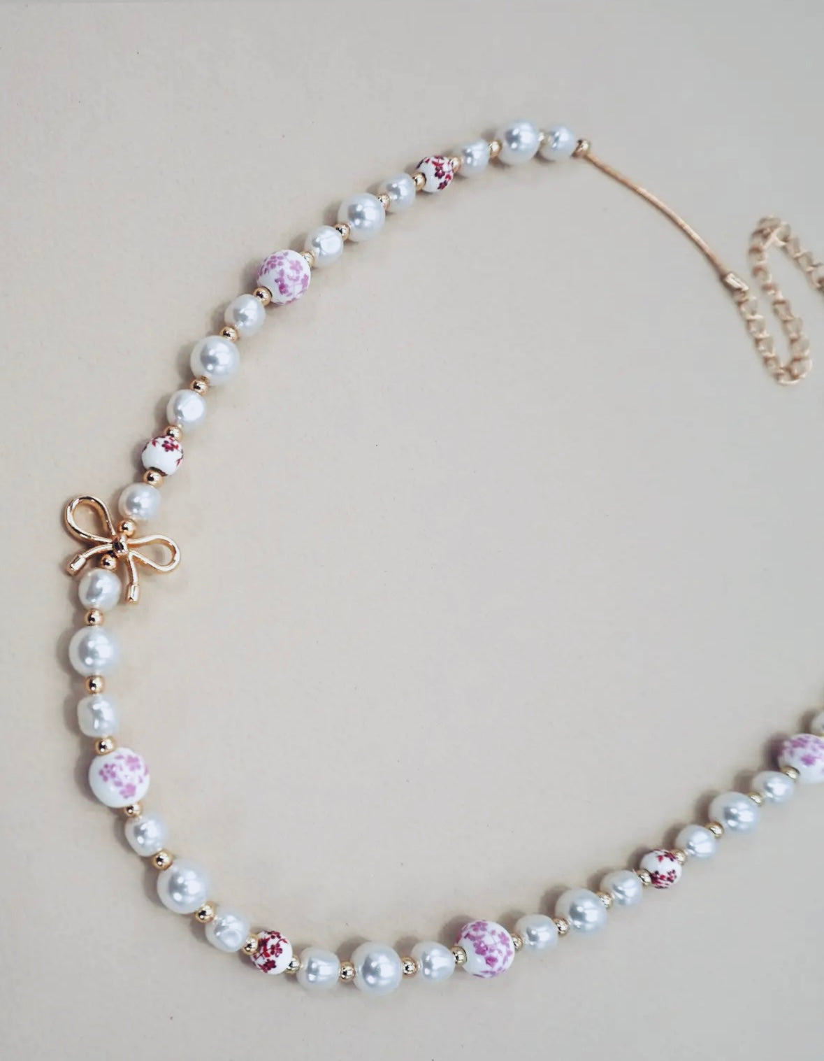Pink Ceramic Bow Necklace