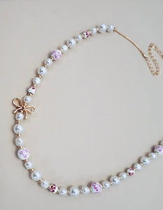 Pink Ceramic Bow Necklace