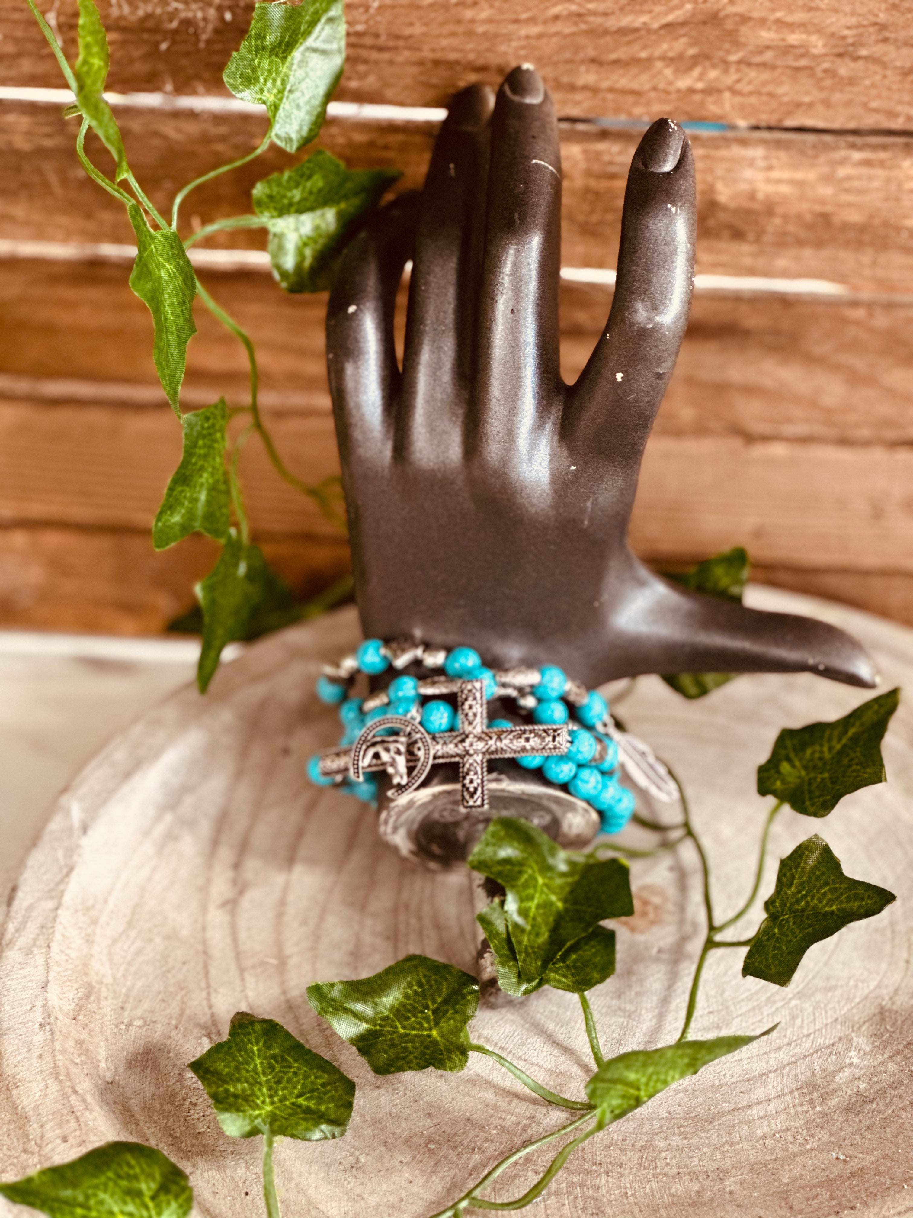 5pc Cross Western Bracelet Set