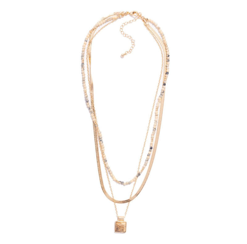 Layered Necklace w/Stone