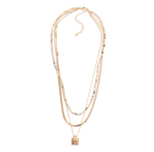 Layered Necklace w/Stone