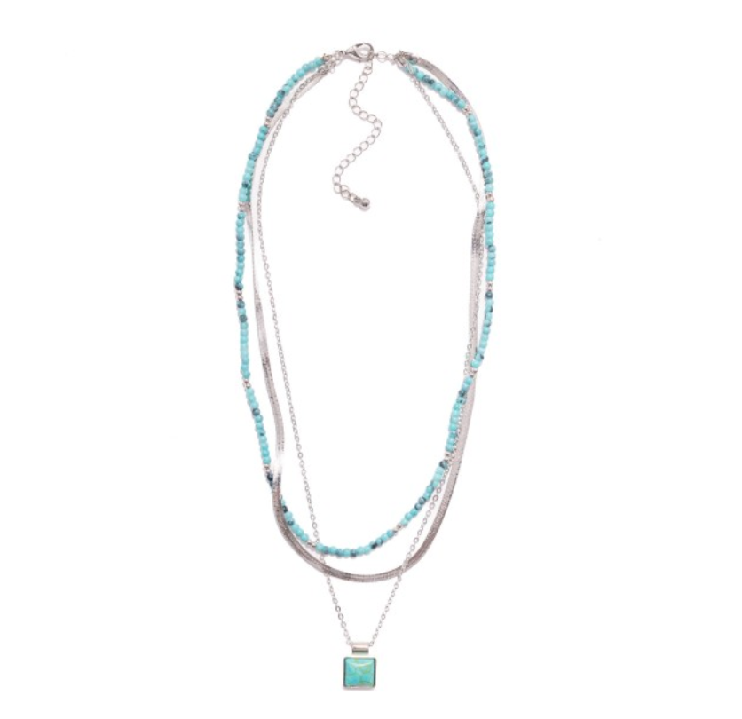 Layered Necklace w/Stone