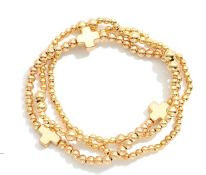 Set of 3 Beaded Cross Bracelet