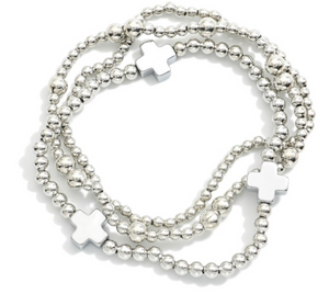 Set of 3 Beaded Cross Bracelet