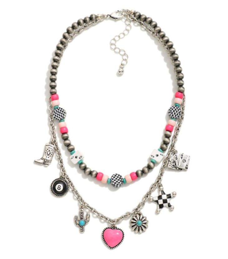 Layered Charm & Beaded Necklace