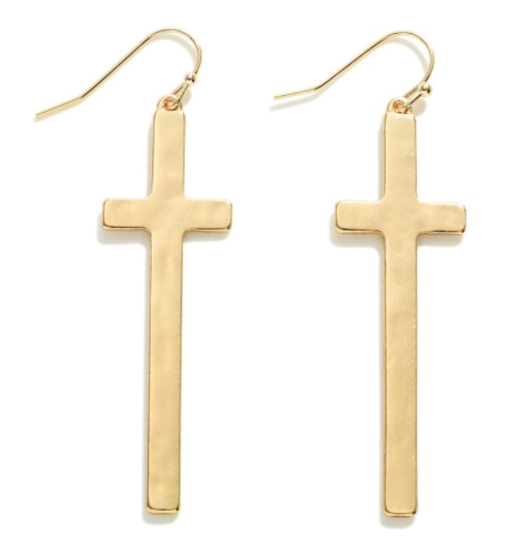 Metal Tone Cross Earrings