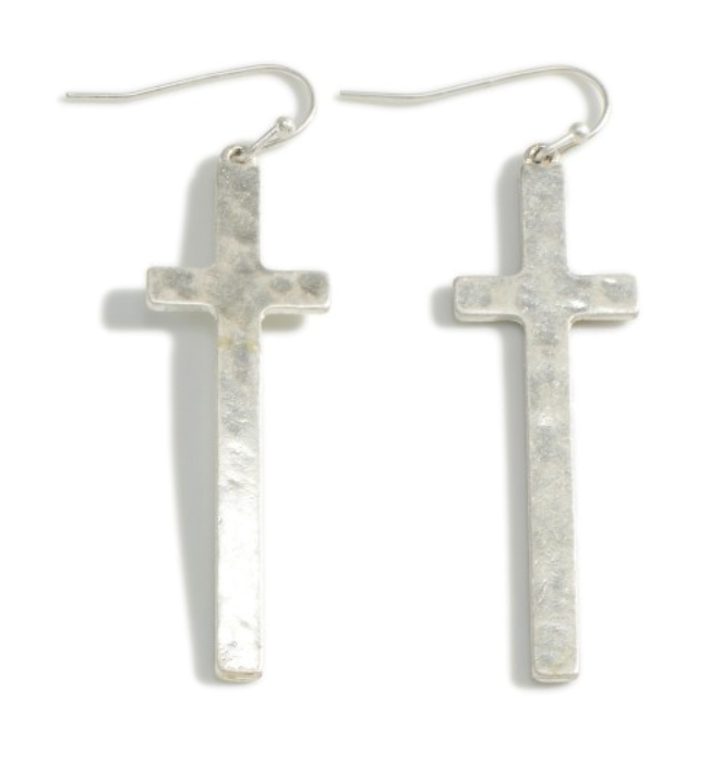 Metal Tone Cross Earrings