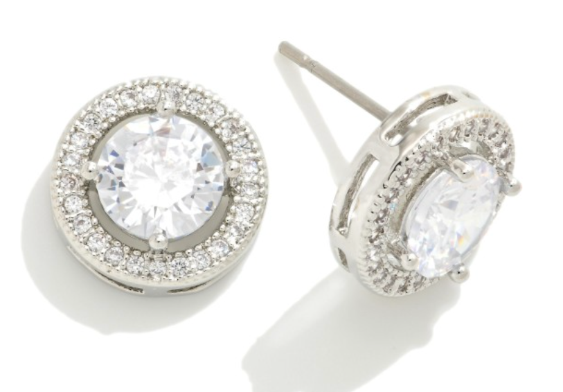 CZ Circular Stud Earrings