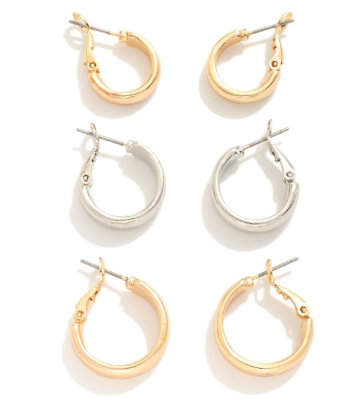 3 Pair Hoop Earrings
