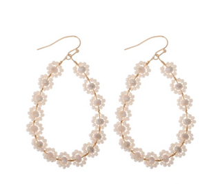 Beaded Flower Teardrop Earrings