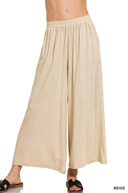 Layla Wide Leg Pants (Beige)