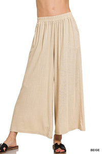 Layla Wide Leg Pants (Beige)
