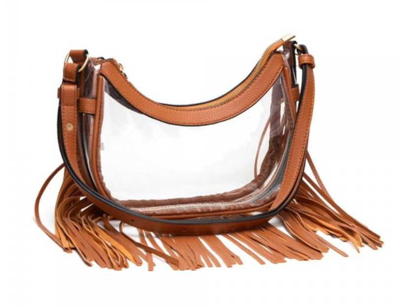 Clear Crossbody Bag w/Fringe