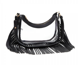 Clear Crossbody Bag w/Fringe