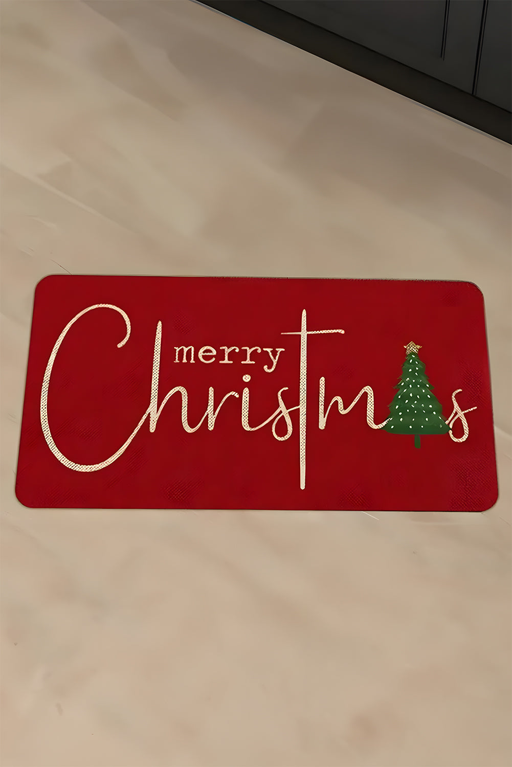 Fiery Red Merry Christmas Entrance Mat