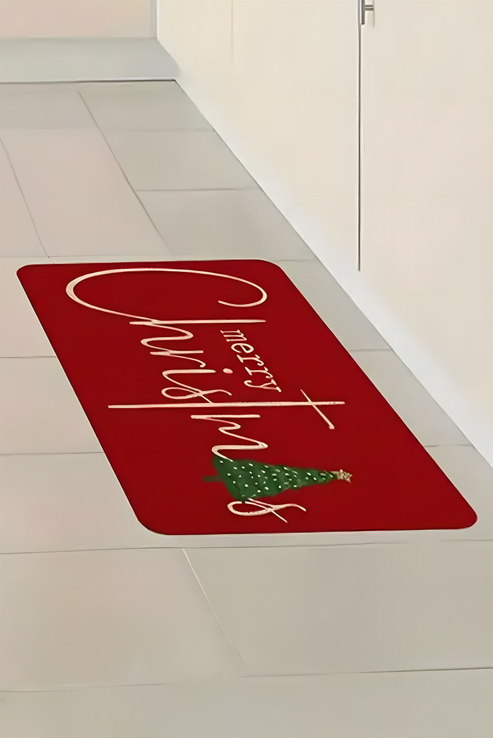 Fiery Red Merry Christmas Entrance Mat