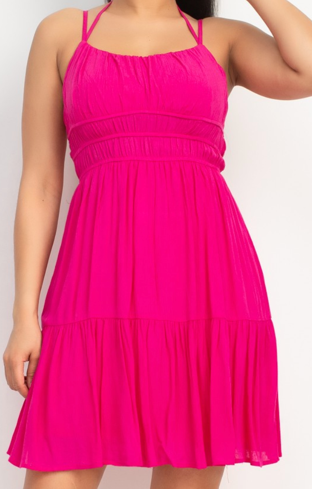 Holly Halter Dress (Fuchsia)