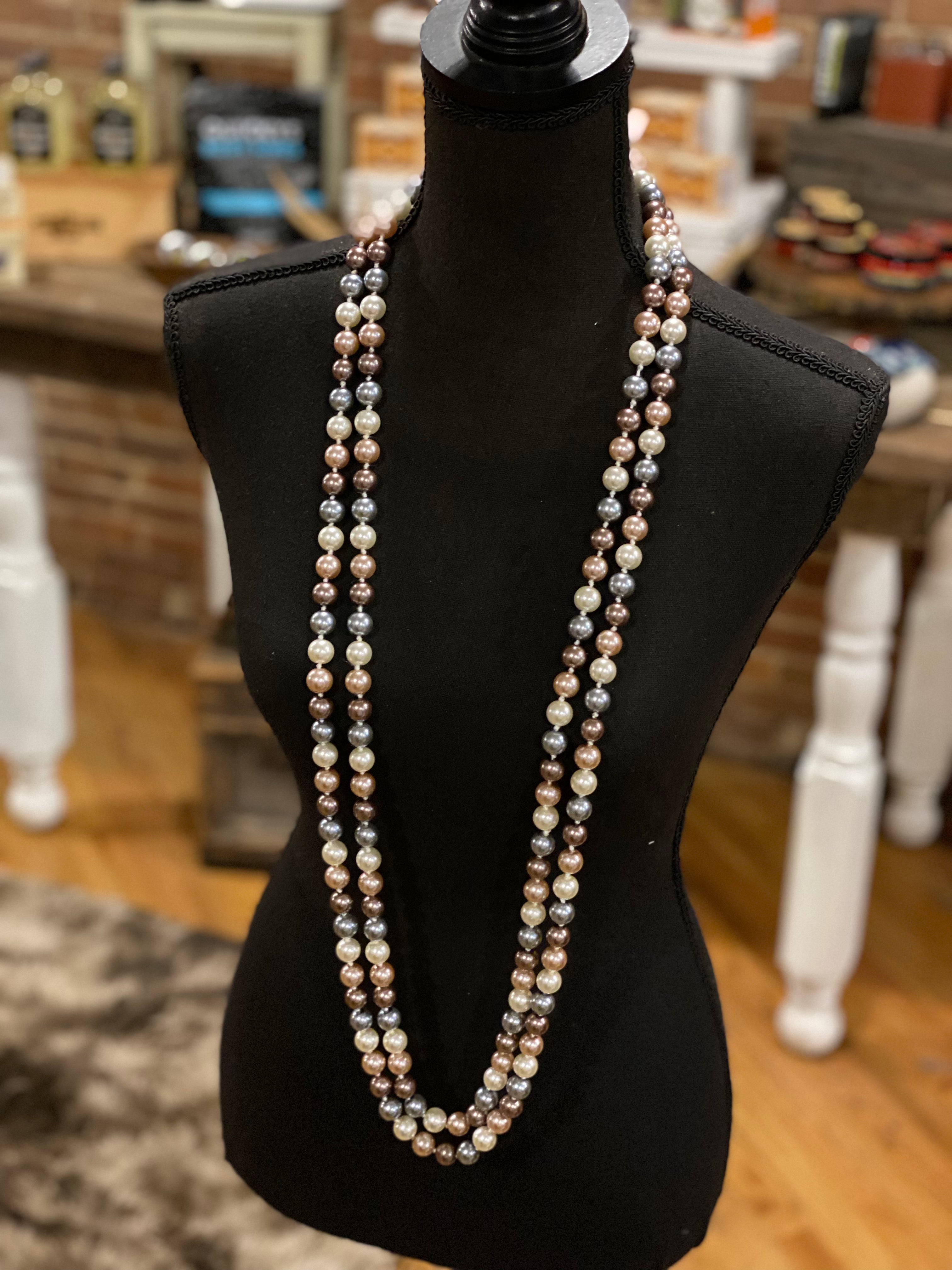 Multi Color Pearl Long Necklace Rebel Heart Co.
