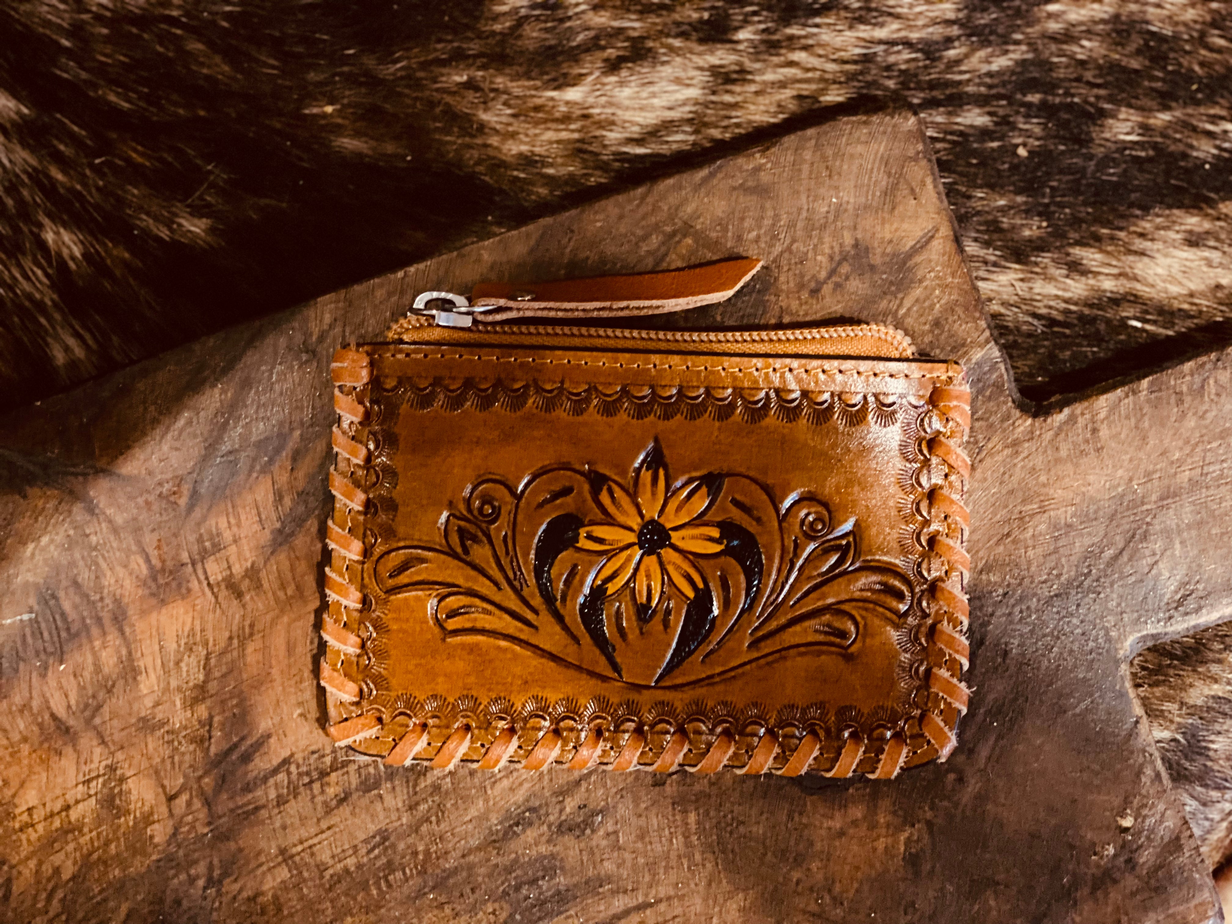 Tooled Cowhide Coin Pouch Rebel Heart Co.