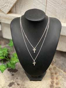 Rhinestone & Silver Cross Necklace Rebel Heart Co.
